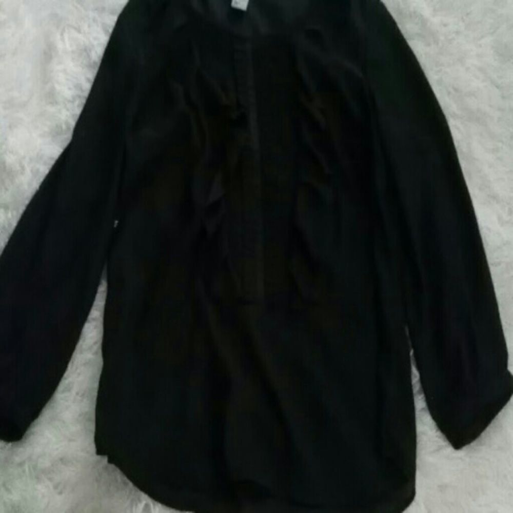Black long sleeve ruffled top